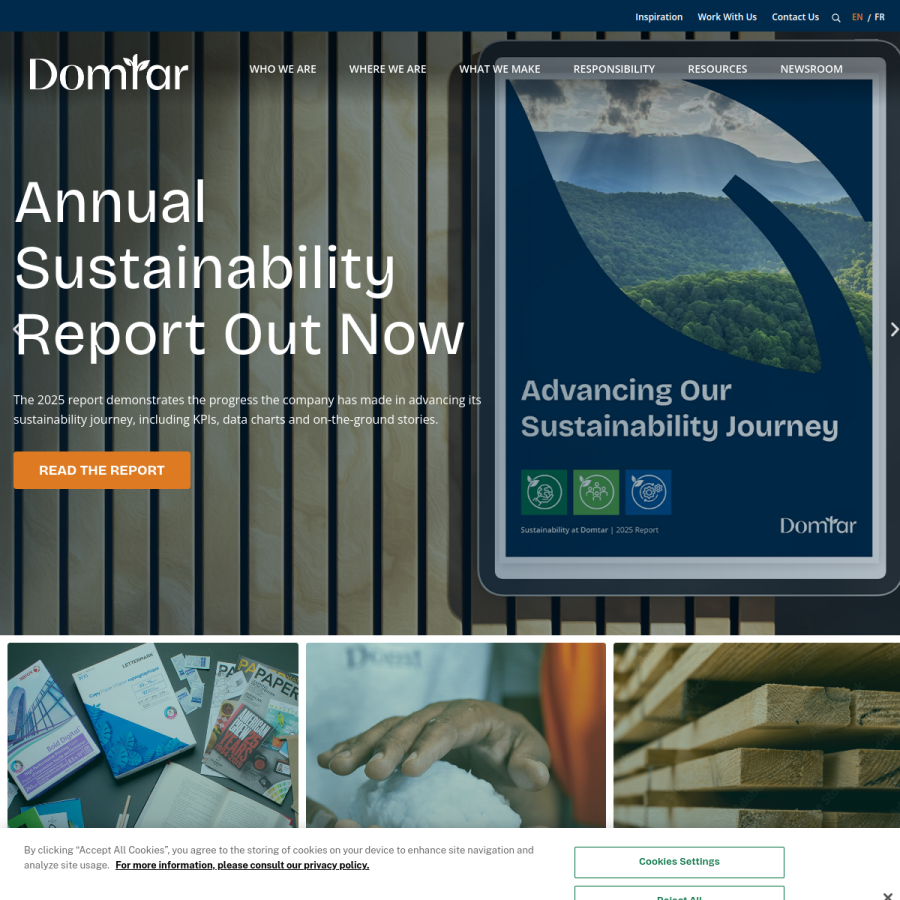 domtar.com homepage screenshot