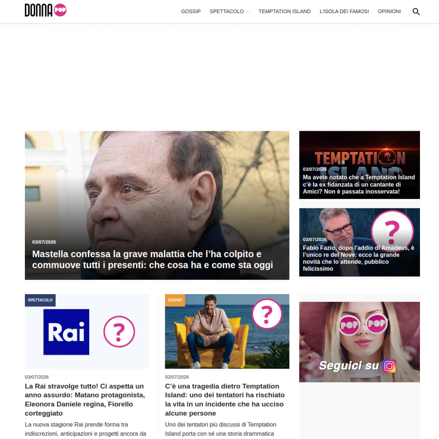 donnapop.it homepage screenshot