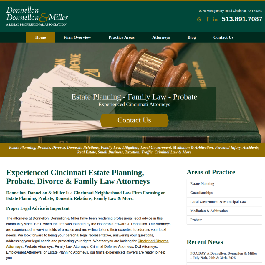 donnellonlaw.com homepage screenshot