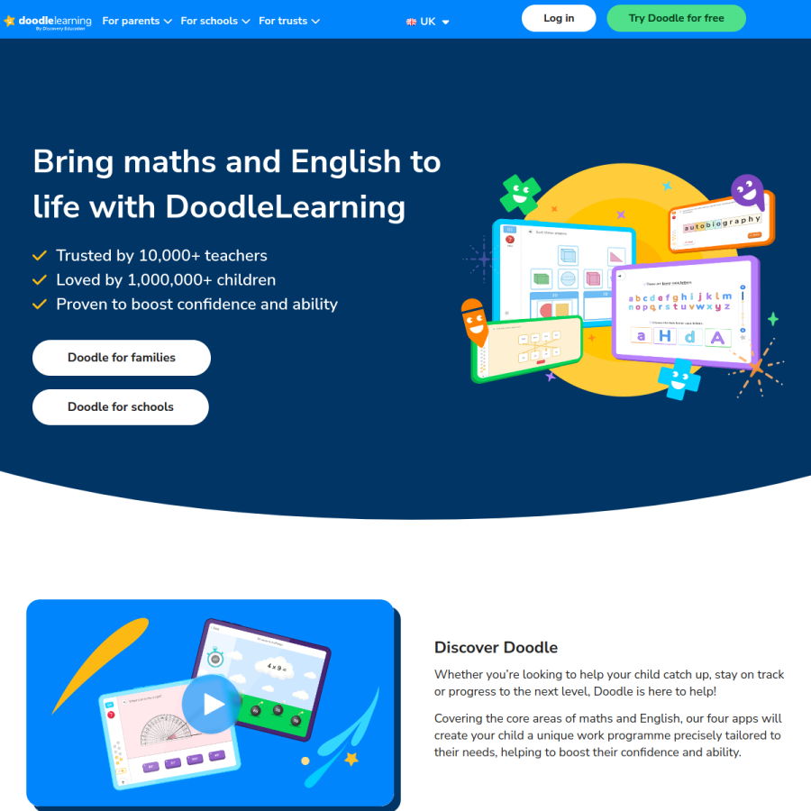 doodlelearning.com homepage screenshot