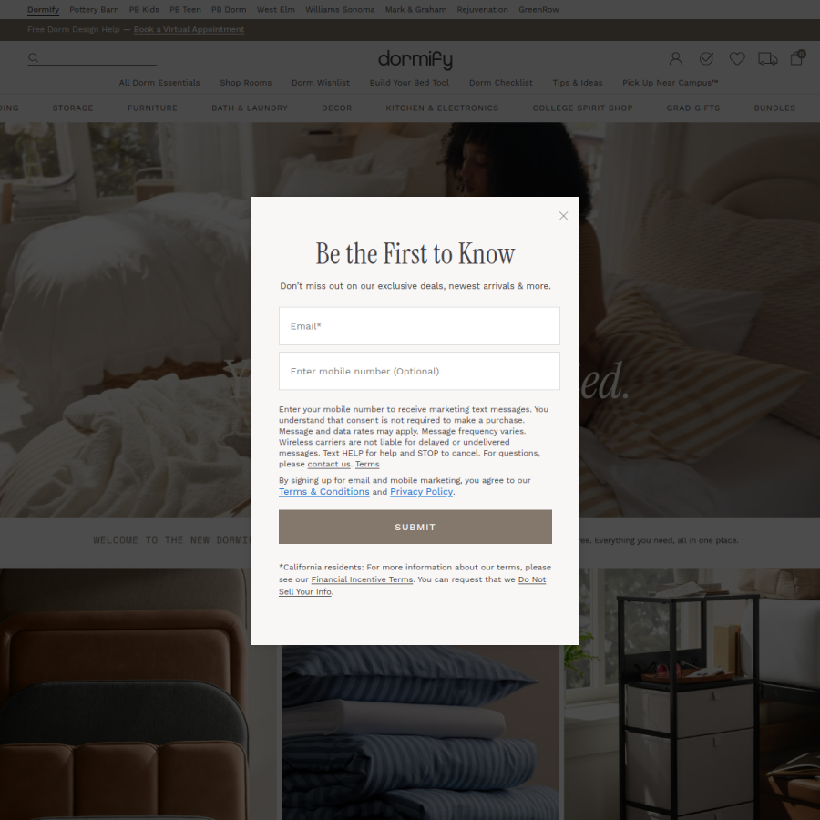dormify.com homepage screenshot