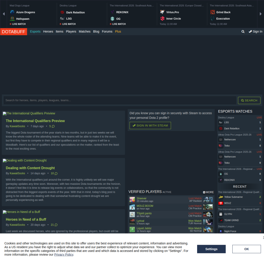 dotabuff.com homepage screenshot