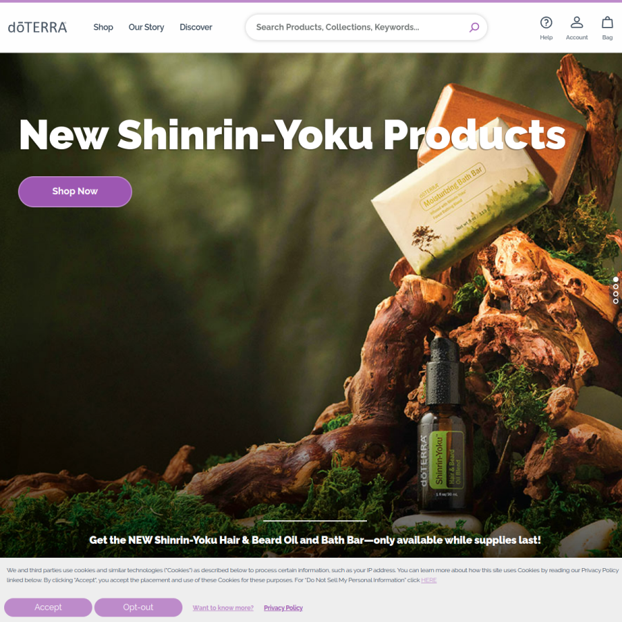 doterra.com homepage screenshot