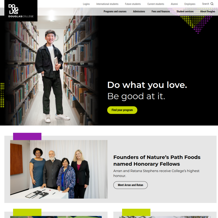 douglascollege.ca homepage screenshot