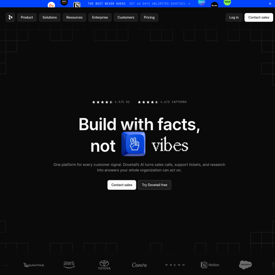 dovetail.com homepage screenshot