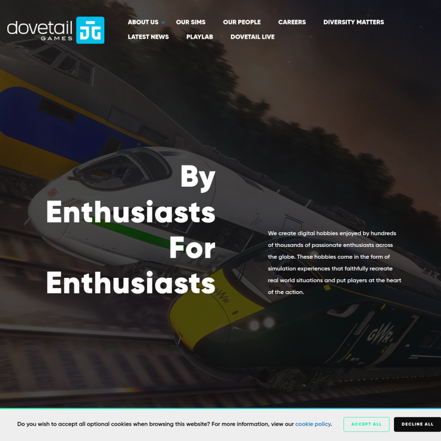 dovetailgames.com homepage screenshot