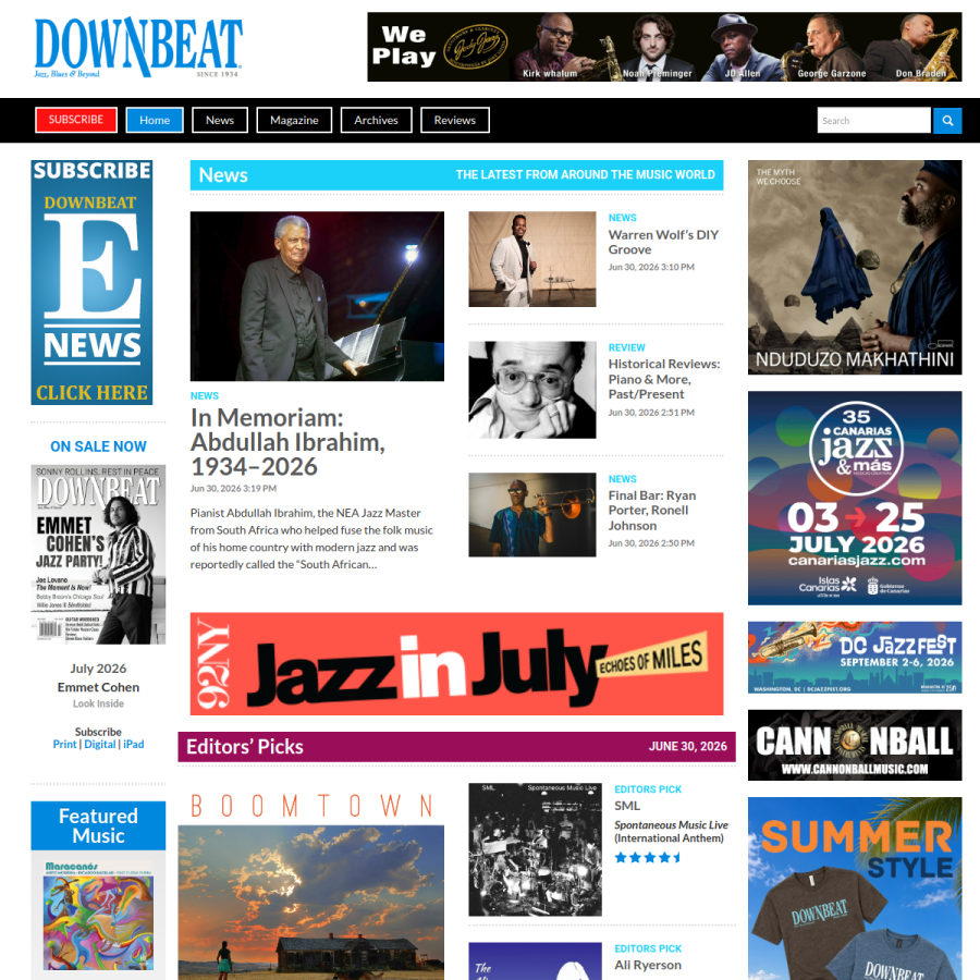 downbeat.com homepage screenshot