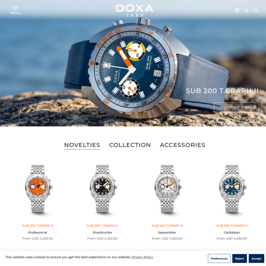 doxawatches.com homepage screenshot