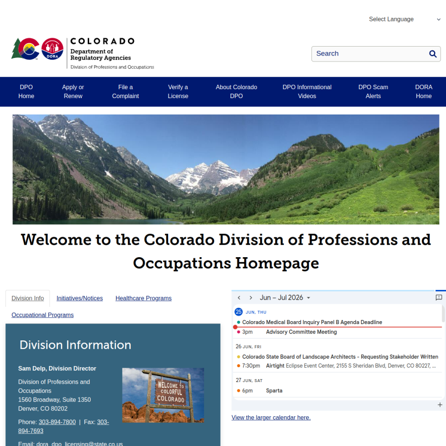 dpo.colorado.gov homepage screenshot