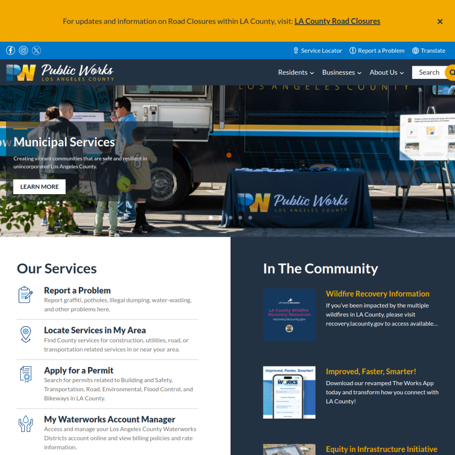 dpw.lacounty.gov homepage screenshot