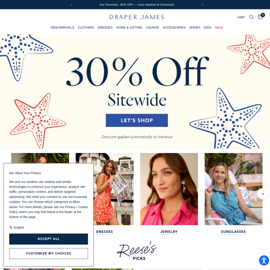 draperjames.com homepage screenshot