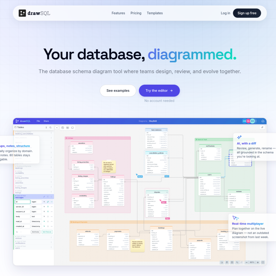 drawsql.app homepage screenshot