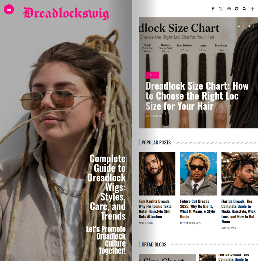dreadlockswig.com homepage screenshot