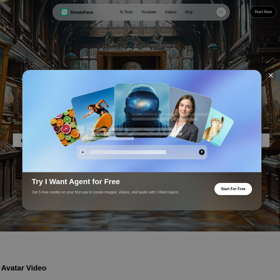 dreamfaceapp.com homepage screenshot