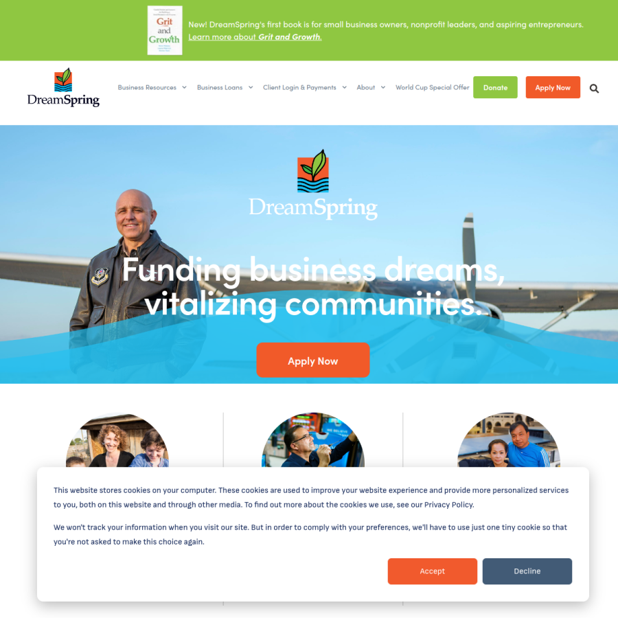 dreamspring.org homepage screenshot