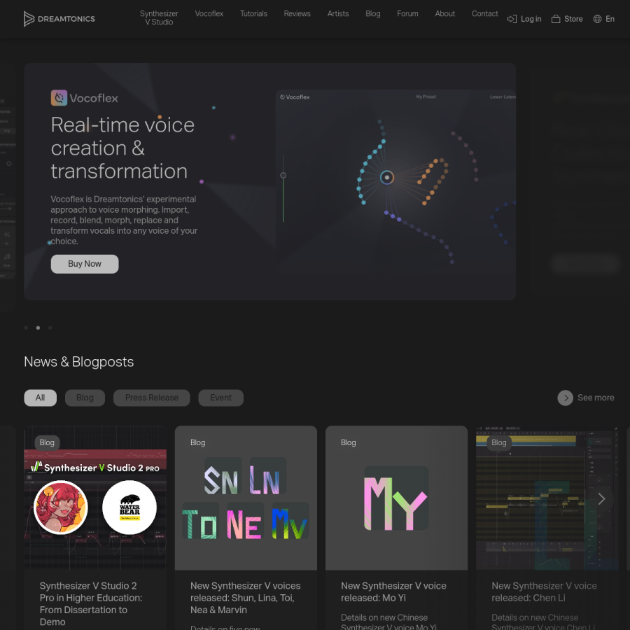 dreamtonics.com homepage screenshot