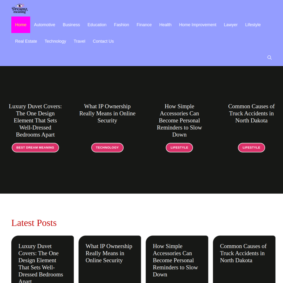 dreamzmeaning.com homepage screenshot