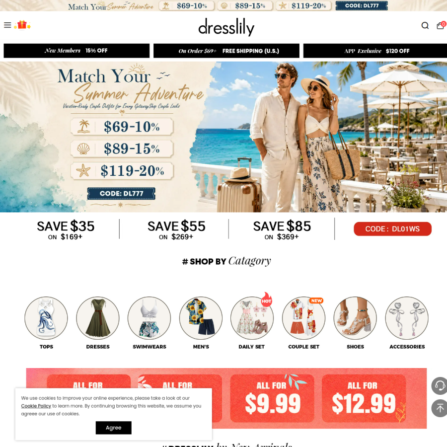 dresslily.com homepage screenshot