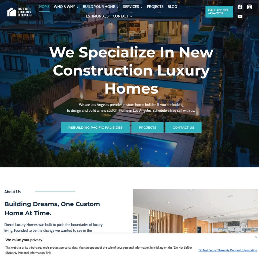 drexelluxuryhomes.com homepage screenshot
