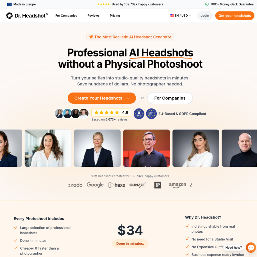 drheadshot.com homepage screenshot