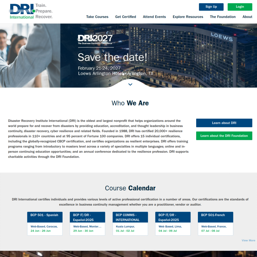 drii.org homepage screenshot