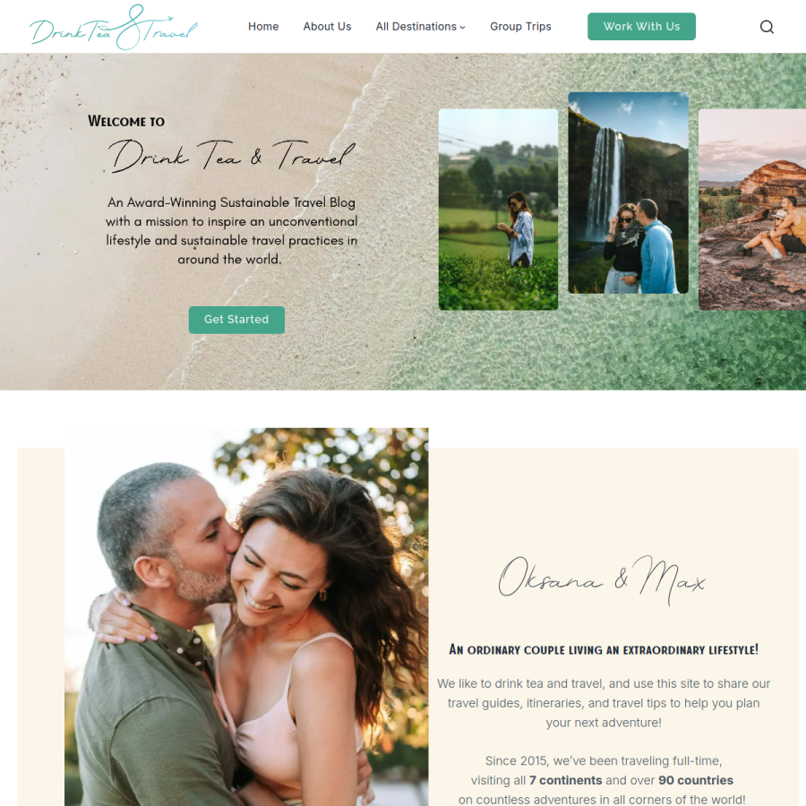 drinkteatravel.com homepage screenshot