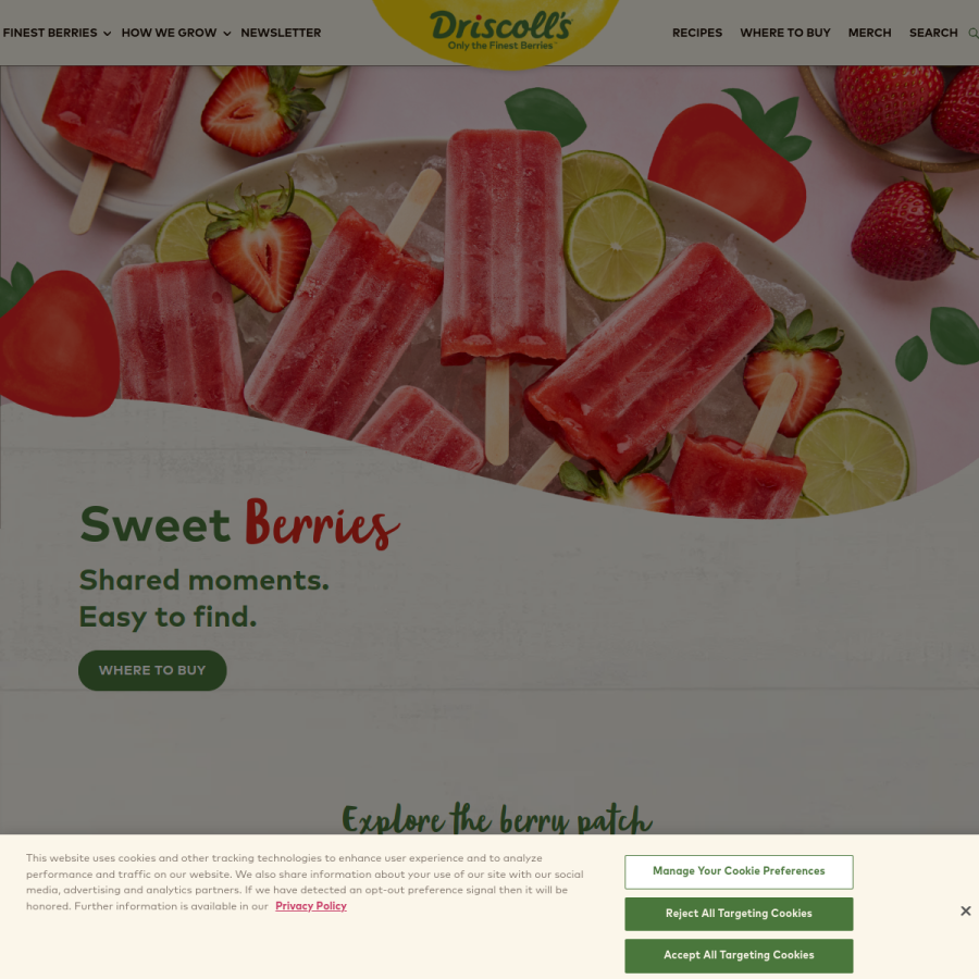 driscolls.com homepage screenshot