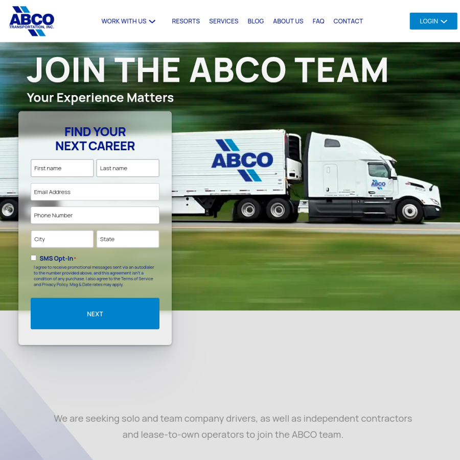 driveabco.com homepage screenshot