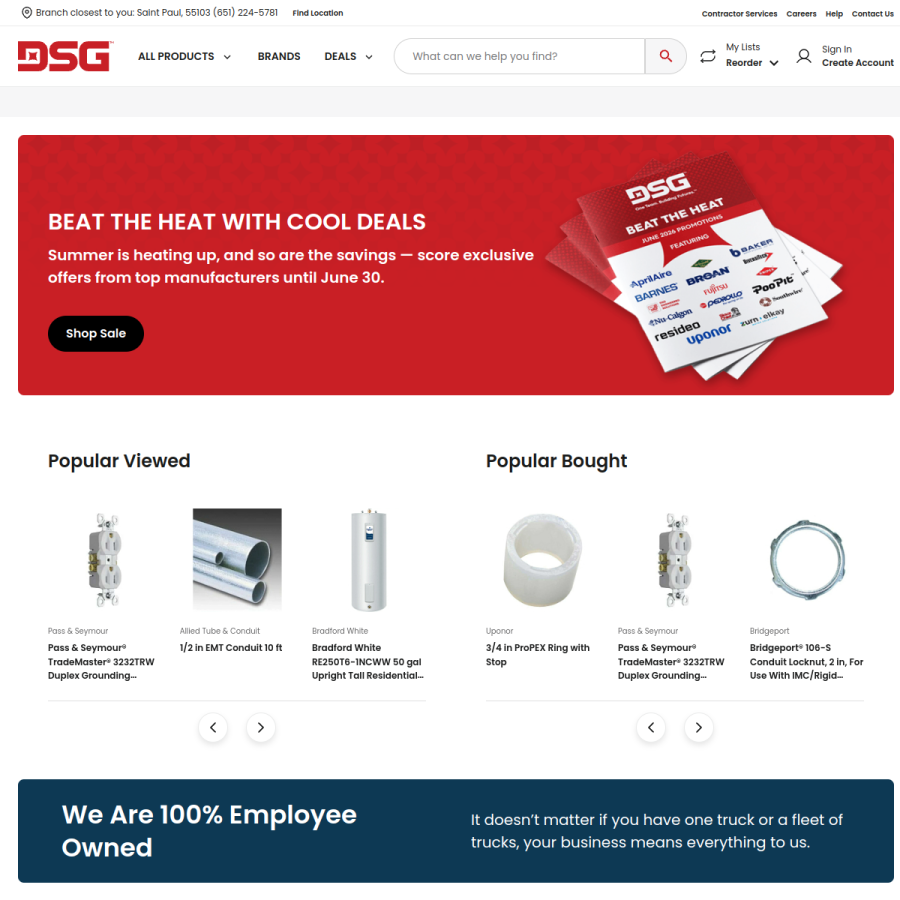 dsgsupply.com homepage screenshot