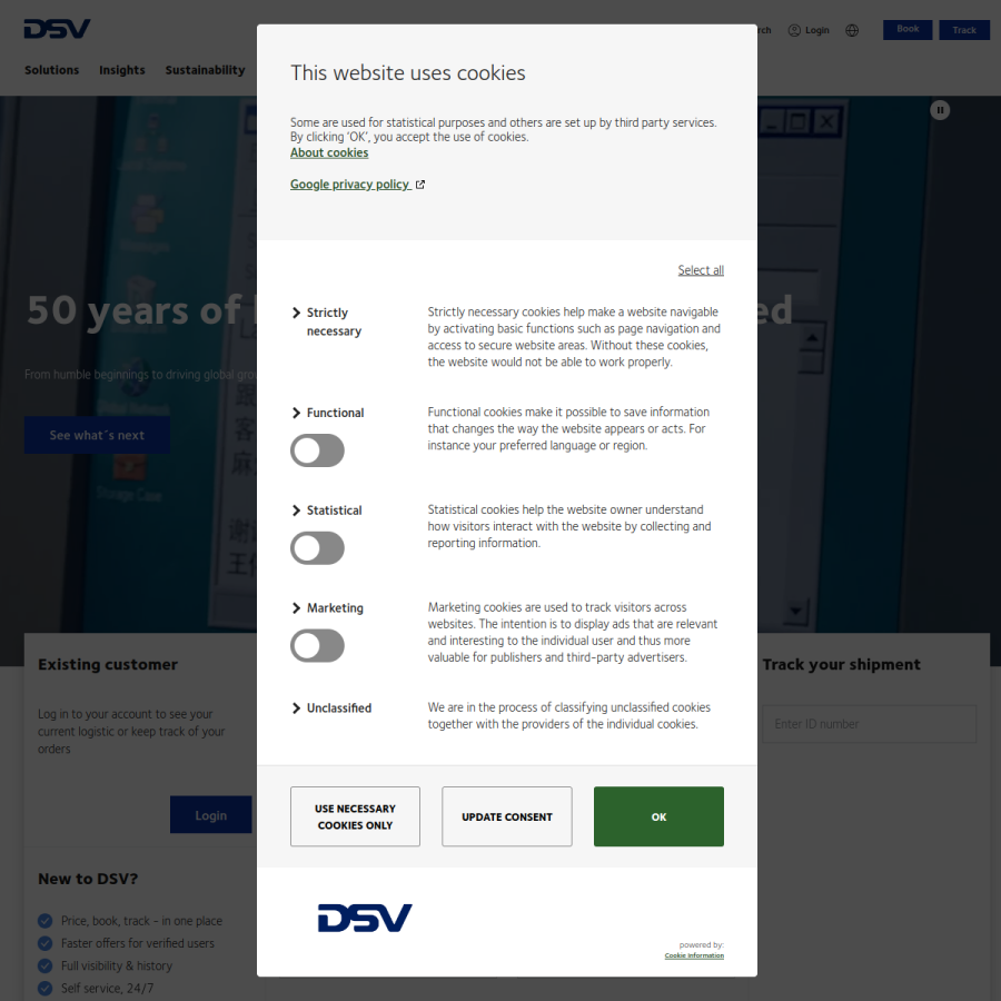 dsv.com homepage screenshot