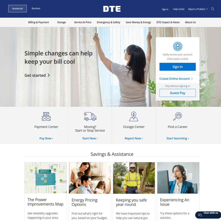 dteenergy.com homepage screenshot