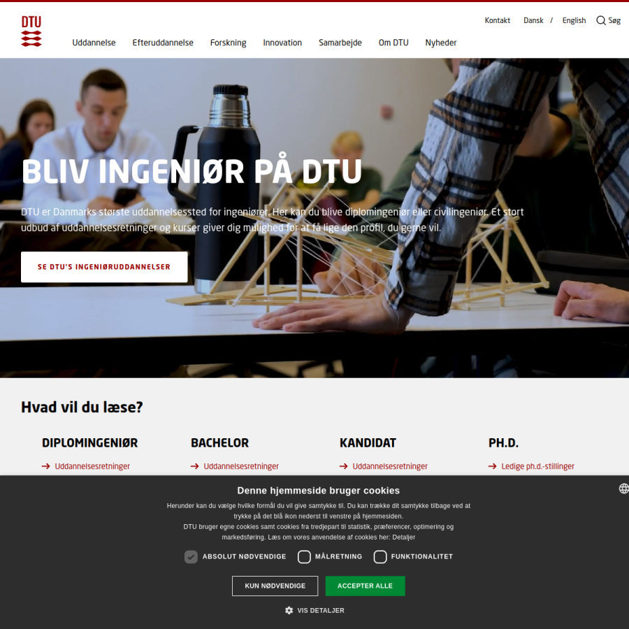 dtu.dk homepage screenshot