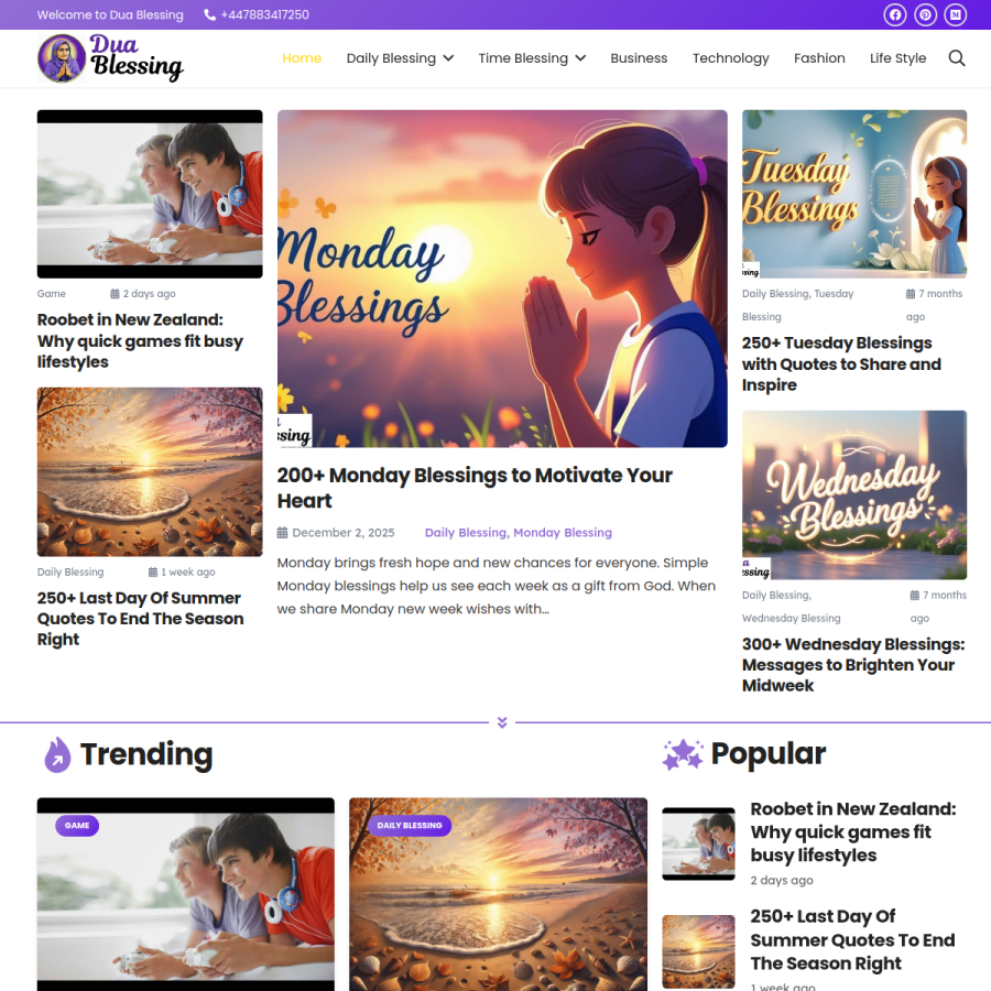 duablessing.com homepage screenshot