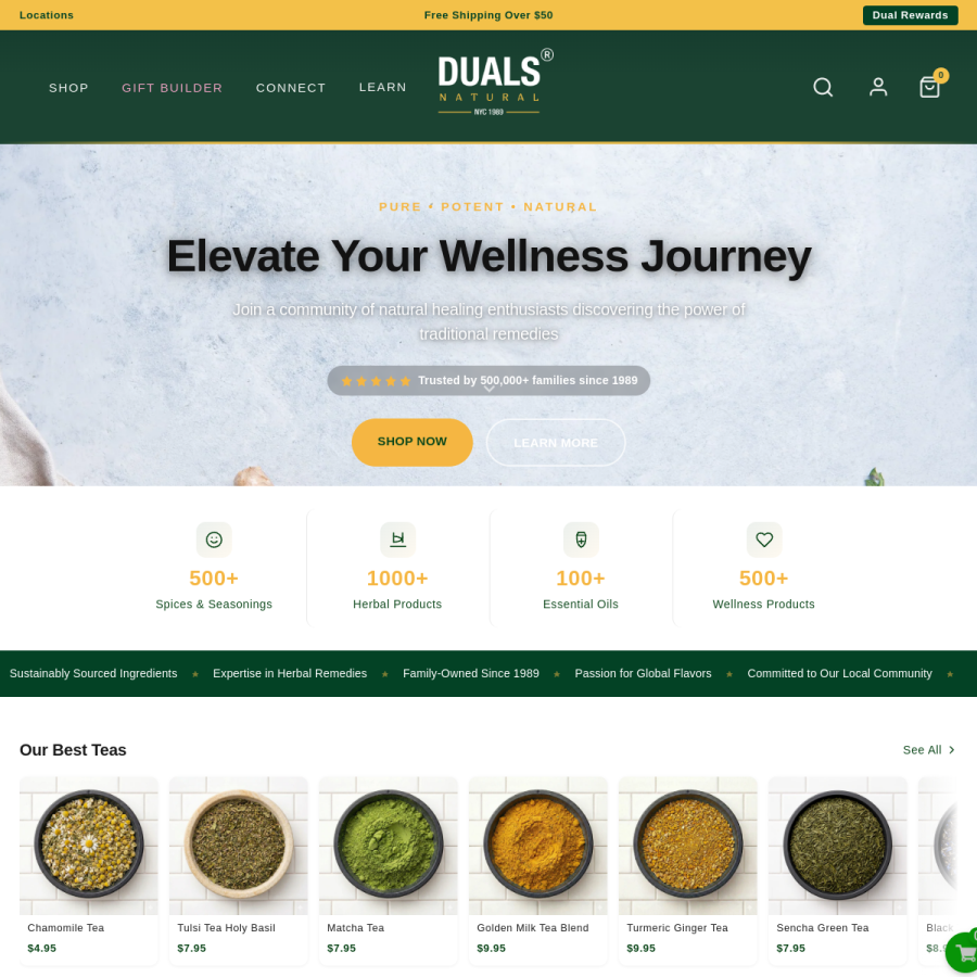 dualsnatural.com homepage screenshot