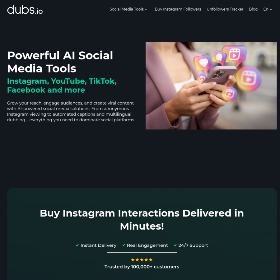 dubs.io homepage screenshot