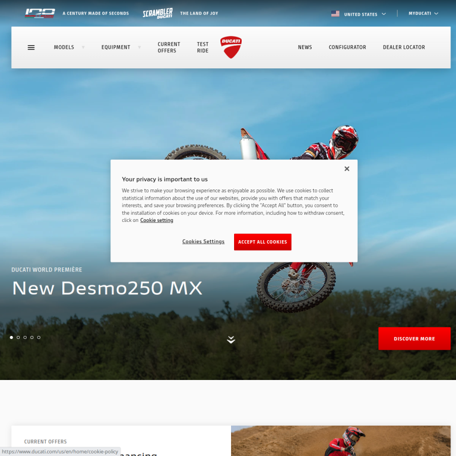 ducati.com homepage screenshot