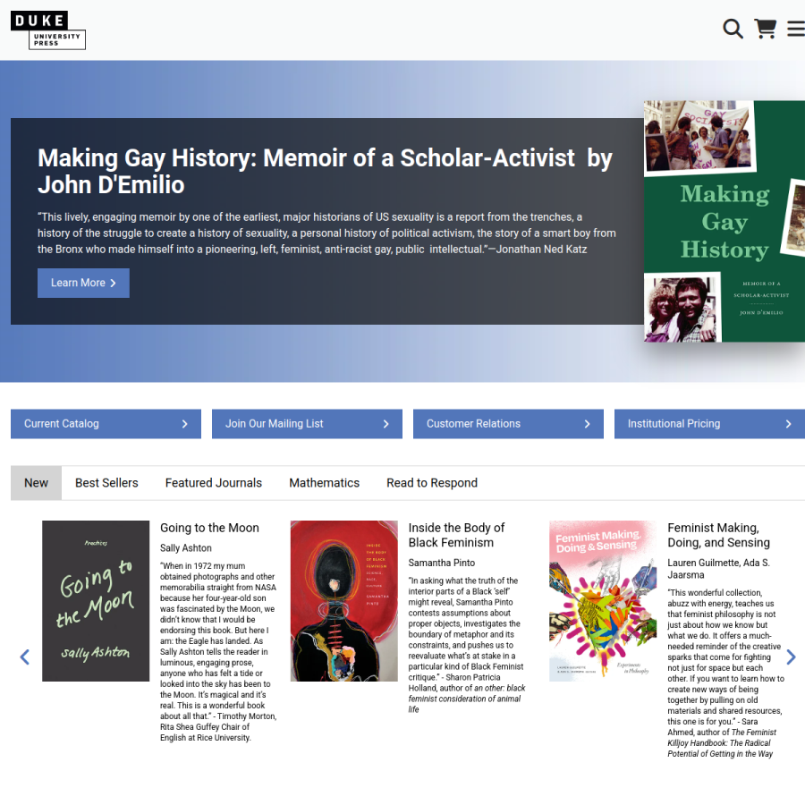 dukeupress.edu homepage screenshot