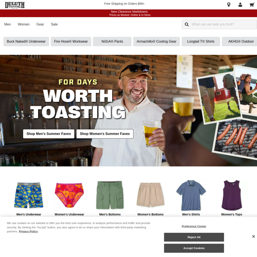 duluthtrading.com homepage screenshot