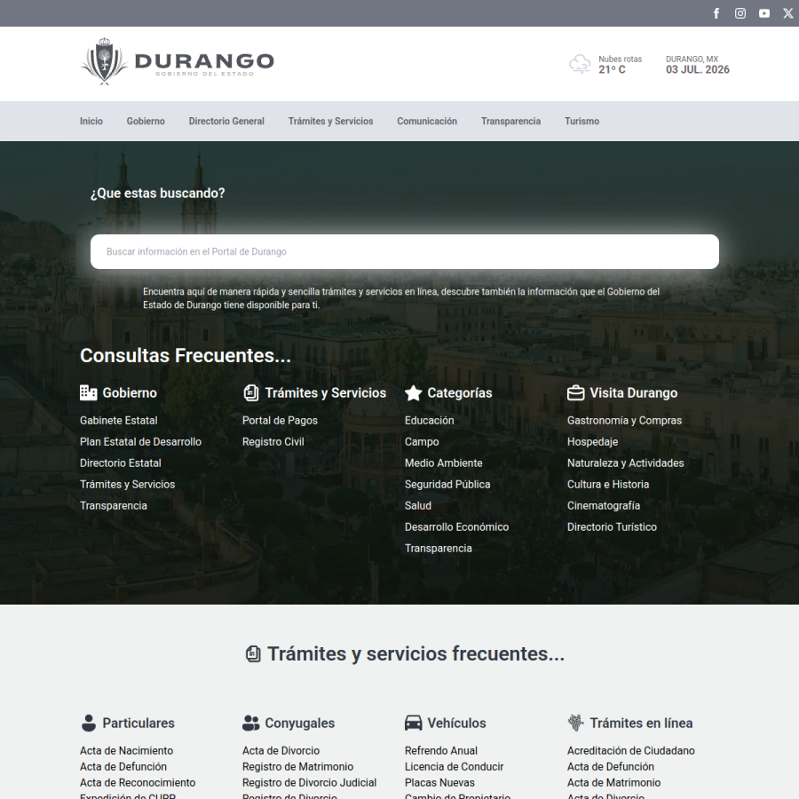 durango.gob.mx homepage screenshot