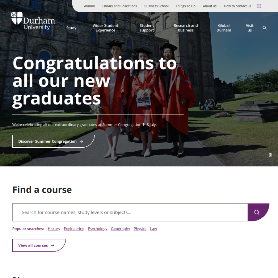 durham.ac.uk homepage screenshot
