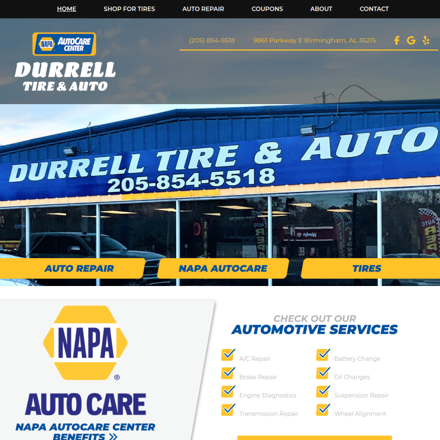 durrelltireandauto.com homepage screenshot