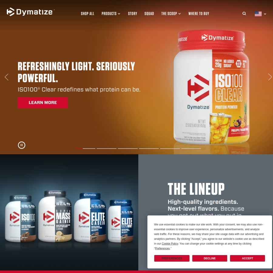 dymatize.com homepage screenshot