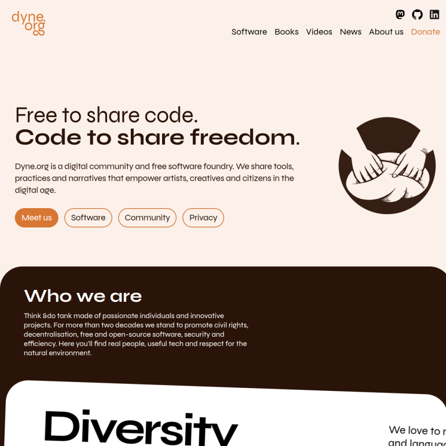 dyne.org homepage screenshot