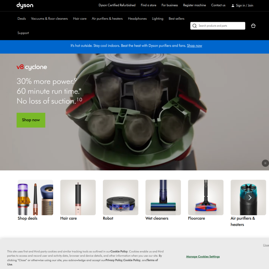 dyson.com homepage screenshot