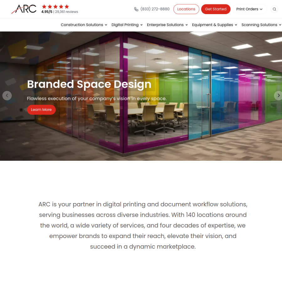 e-arc.com homepage screenshot