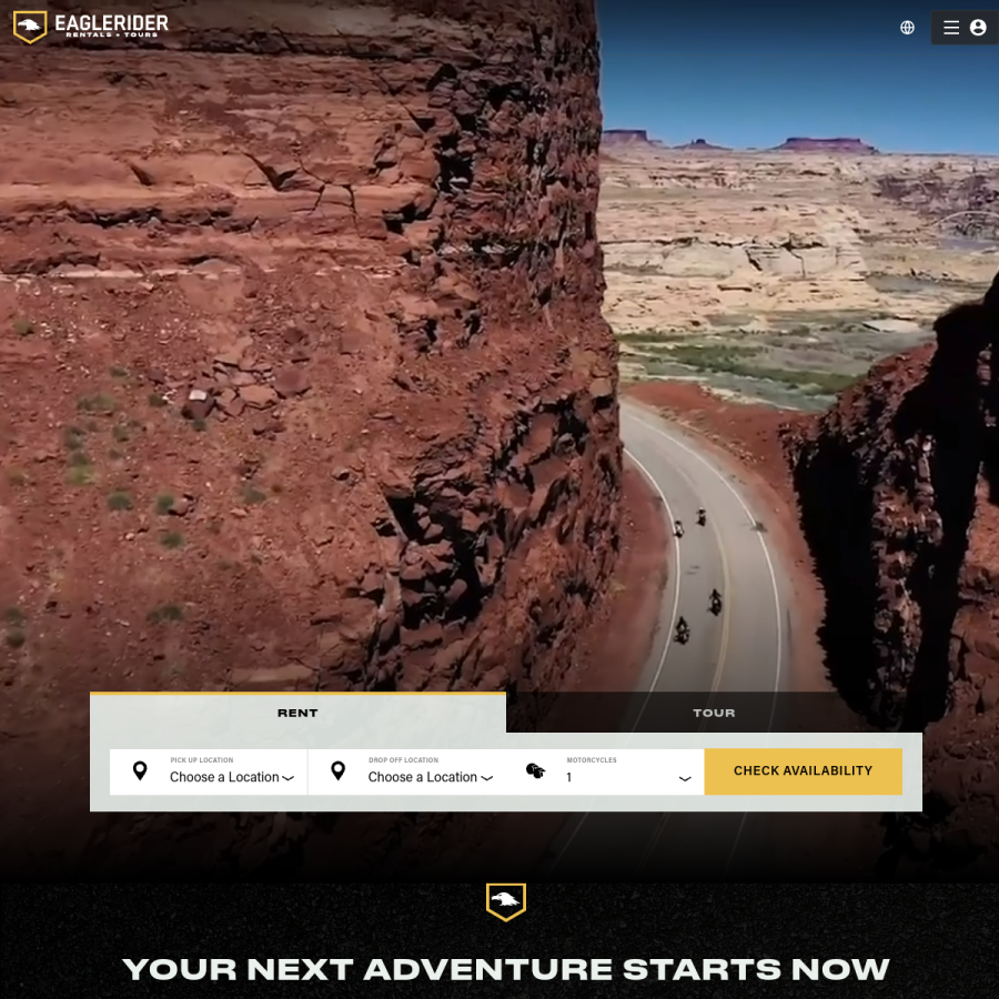 eaglerider.com homepage screenshot