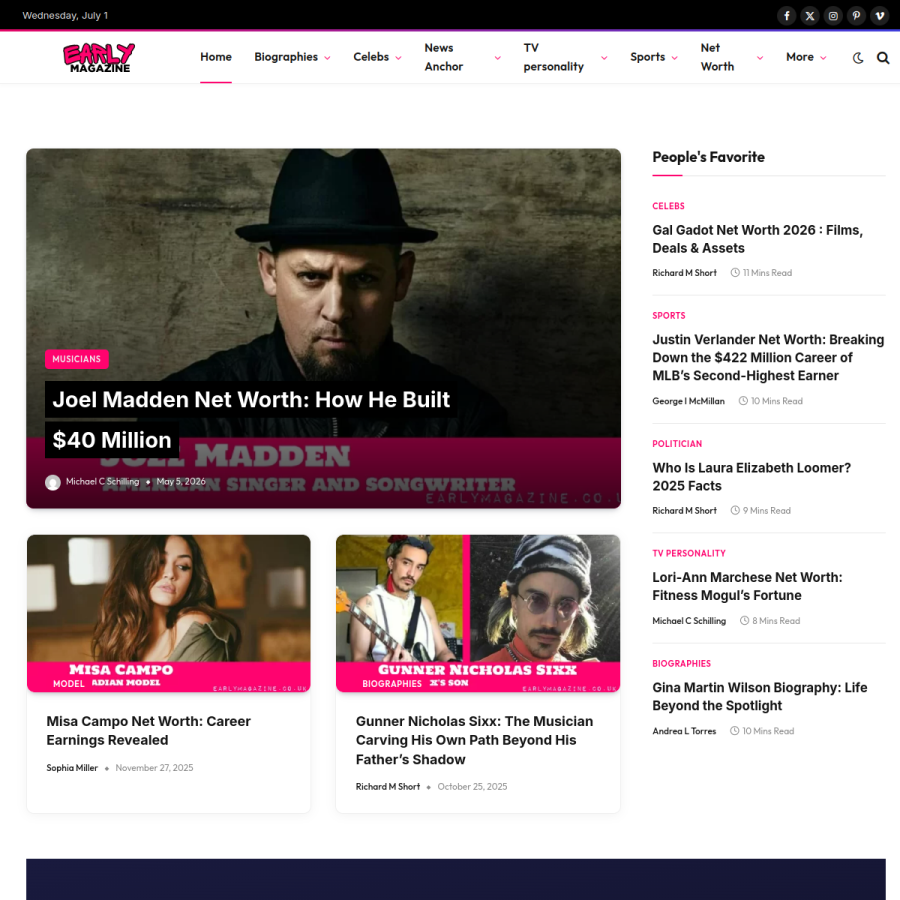 earlymagazine.co.uk homepage screenshot