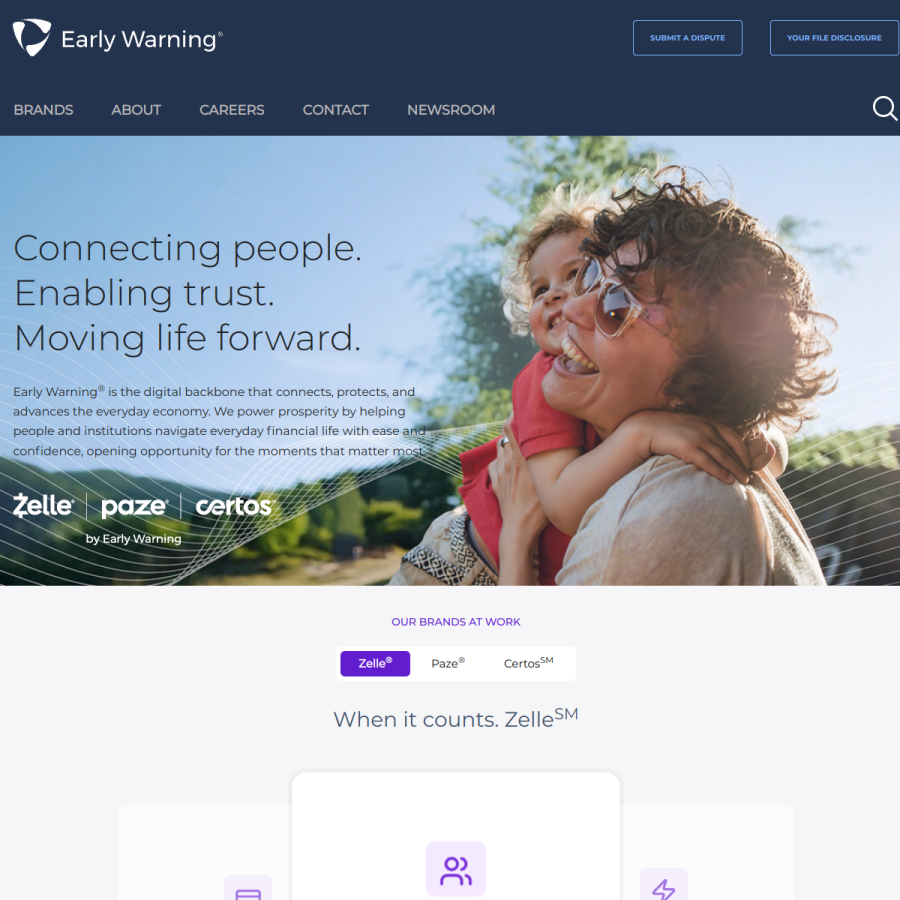 earlywarning.com homepage screenshot