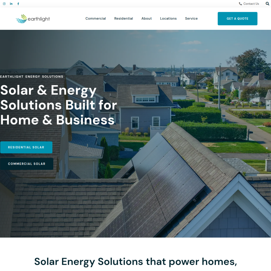 earthlighttech.com homepage screenshot