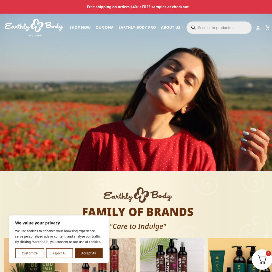 earthlybody.com homepage screenshot